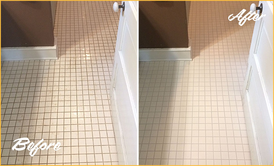 Before and After Picture of a Santa Barbara Bathroom Floor Sealed to Protect Against Liquids and Foot Traffic