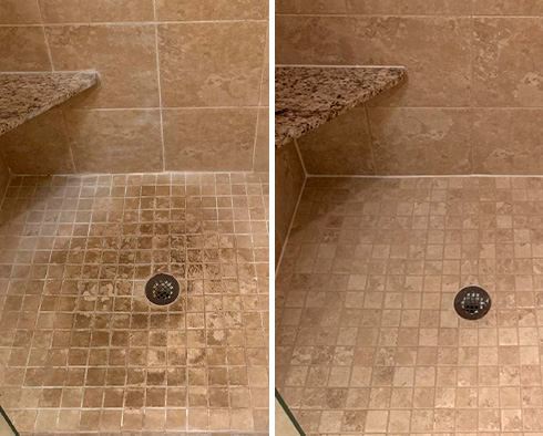 Shower Before and After Our Hard Surface Restoration Services in Santa Barbara, CA