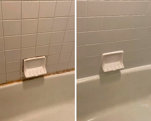 Shower Before and After Our Caulking Services in Maricopa, CA