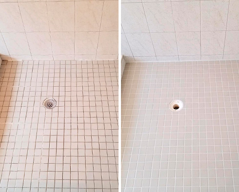 Shower Before and After a Grout Sealing in Oceano, CA