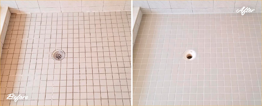 Shower Before and After a Superb Grout Sealing in Oceano, CA
