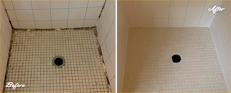 Shower Before and After a Service from Our Tile and Grout Cleaners in Pismo Beach