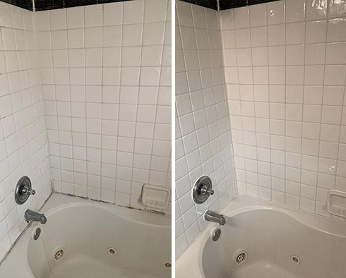 Shower Before and After Our Caulking Services in Maricopa, CA