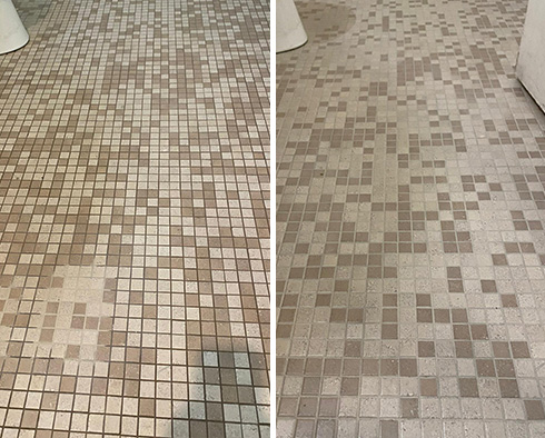 Floor Before and After a Grout Sealing in San Luis Obispo, CA