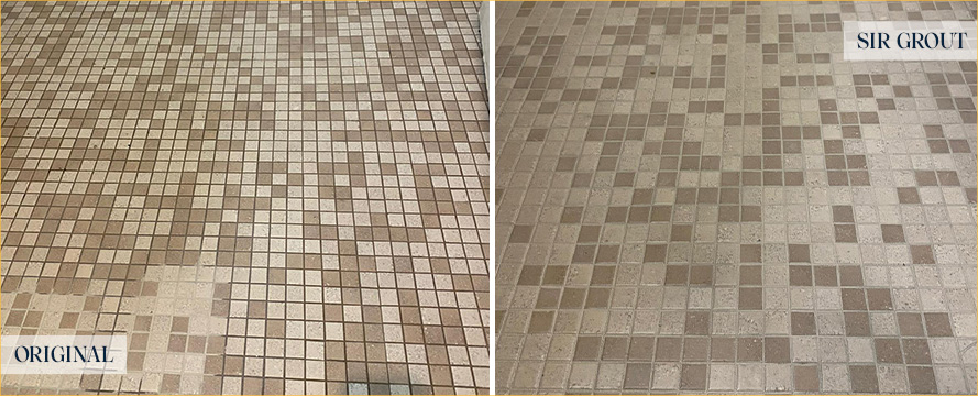 Restroom Floor Before and After a Grout Sealing in San Luis Obispo, CA
