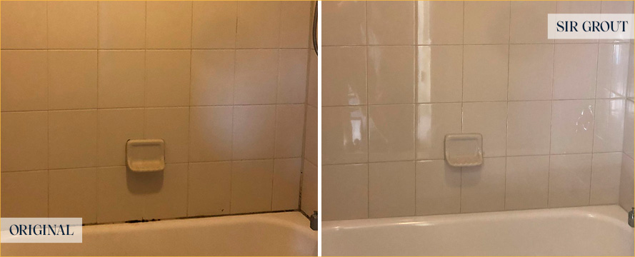 Shower Wall and Bathtub Before and After Our Caulking Services in Maricopa