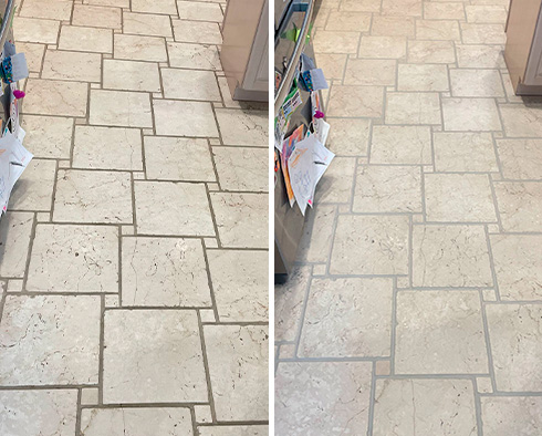 Floor Before and After a Grout Sealing in Santa Barbara, CA