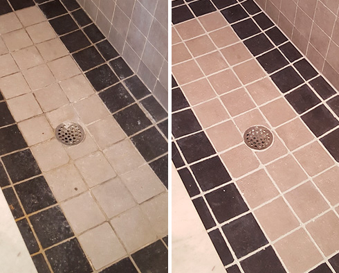 Shower Before and After a Grout Sealing in Morro Bay, CA
