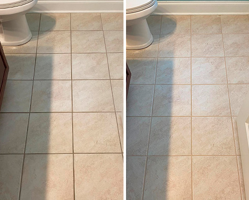 Floor Before and After a Grout Cleaning in Los Osos, CA