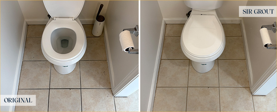 Kitchen Floor Before and After a Grout Sealing in Santa Barbara