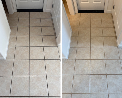 Tile Floor Before and After a Grout Sealing in Santa Barbara
