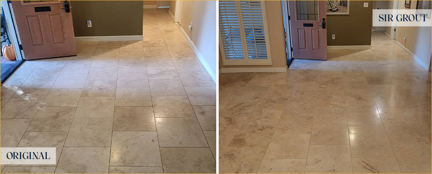 Floor Before and After Our San Luis Obispo Stone Cleaning Service