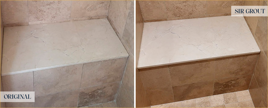 Shower Before and After an Excellent Stone Cleaning in San Luis Obispo, CA