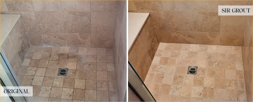 Shower Before and After a Superb Stone Cleaning in San Luis Obispo, CA