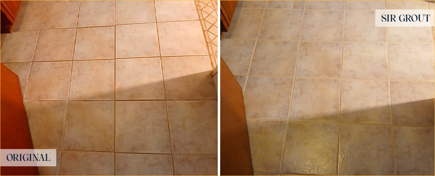 Floor Before and After a Flawless Grout Cleaning in Los Osos, CA 