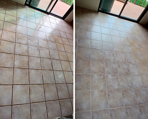 Floor Before and After a Grout Cleaning in Los Osos, CA 