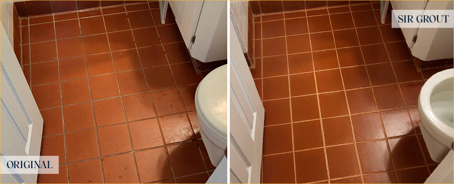 Bathroom Floor Before and After an Excellent Grout Cleaning in Santa Barbara, CA 