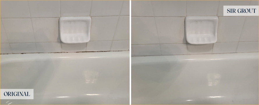 Shower Bathtub Before and After Our Los Alamos Caulking Services