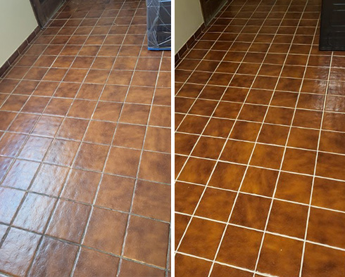 Kitchen Floor Before and After Our Santa Barbara Tile and Grout Cleaners Work
