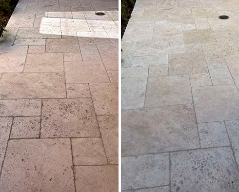Floor Before and After a Stone Cleaning in Nipomo, CA