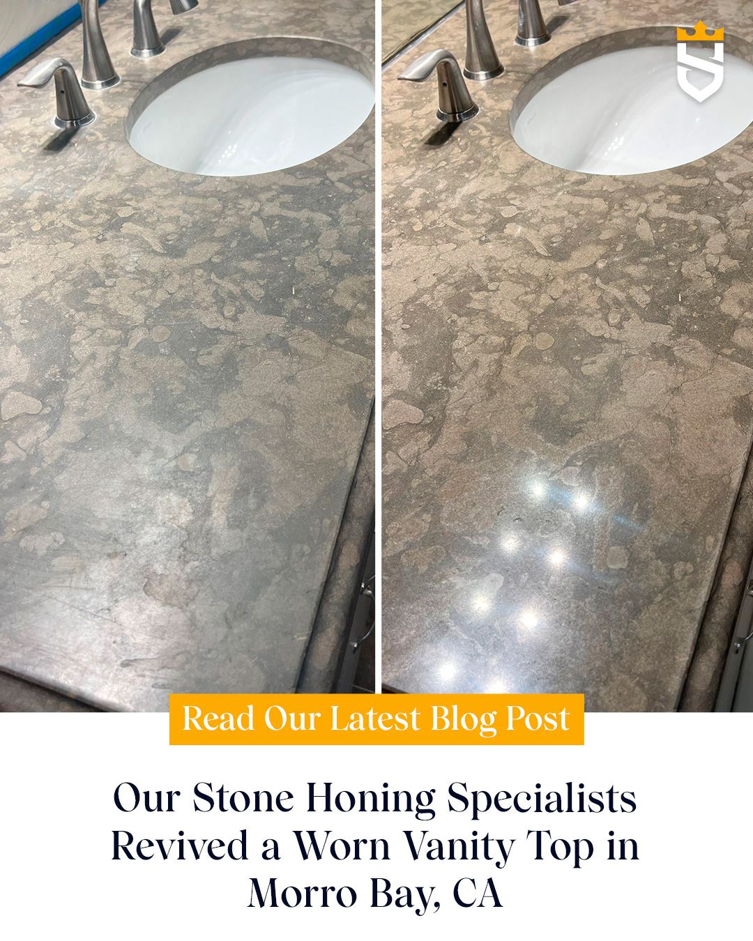 Our Stone Honing Specialists Revived a Worn Vanity Top in Morro Bay, CA